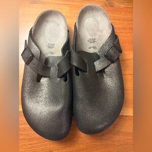 Birkenstock Black Leather clog size 36 EUC Retail $200